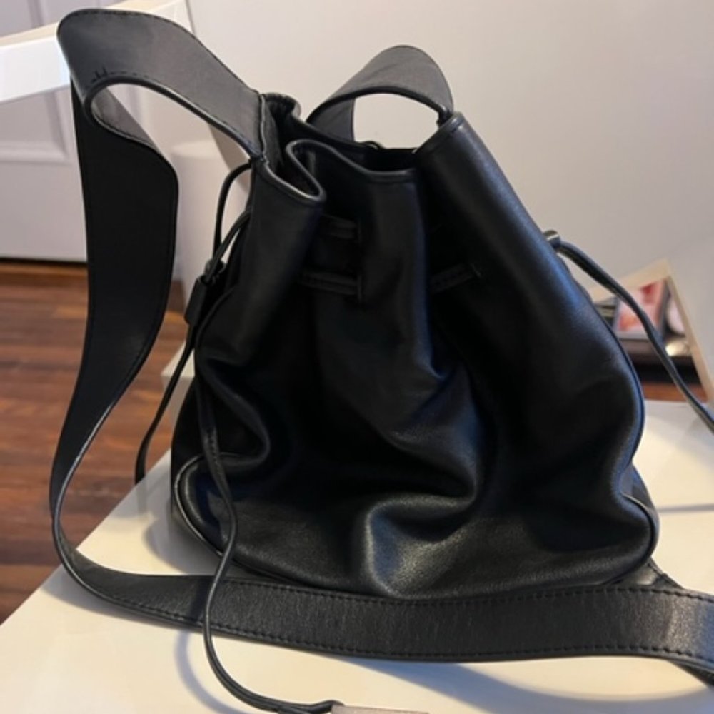 Leather bucket bag, crossbody